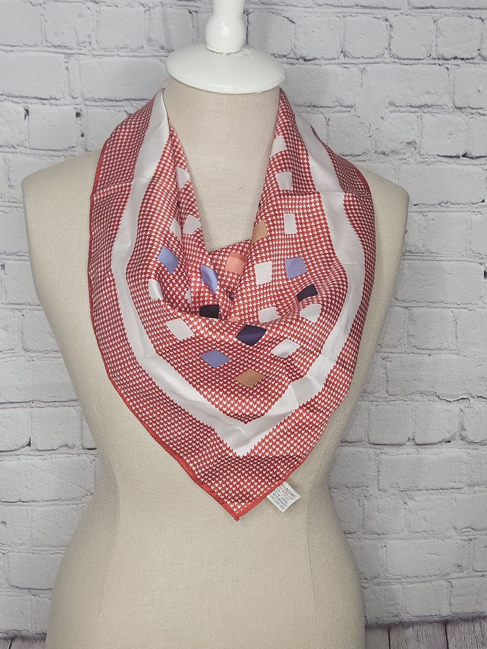 Red Patterned Square Scarf - Women Accessories Japan Water Resistant
